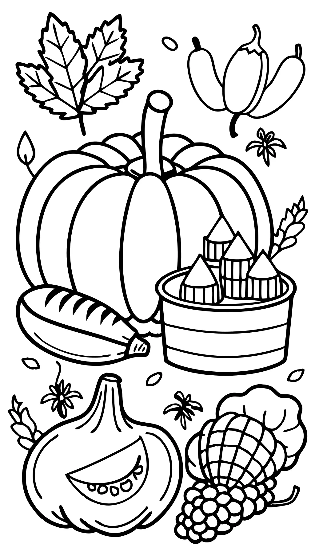 coloriages alimentaires de Thanksgiving